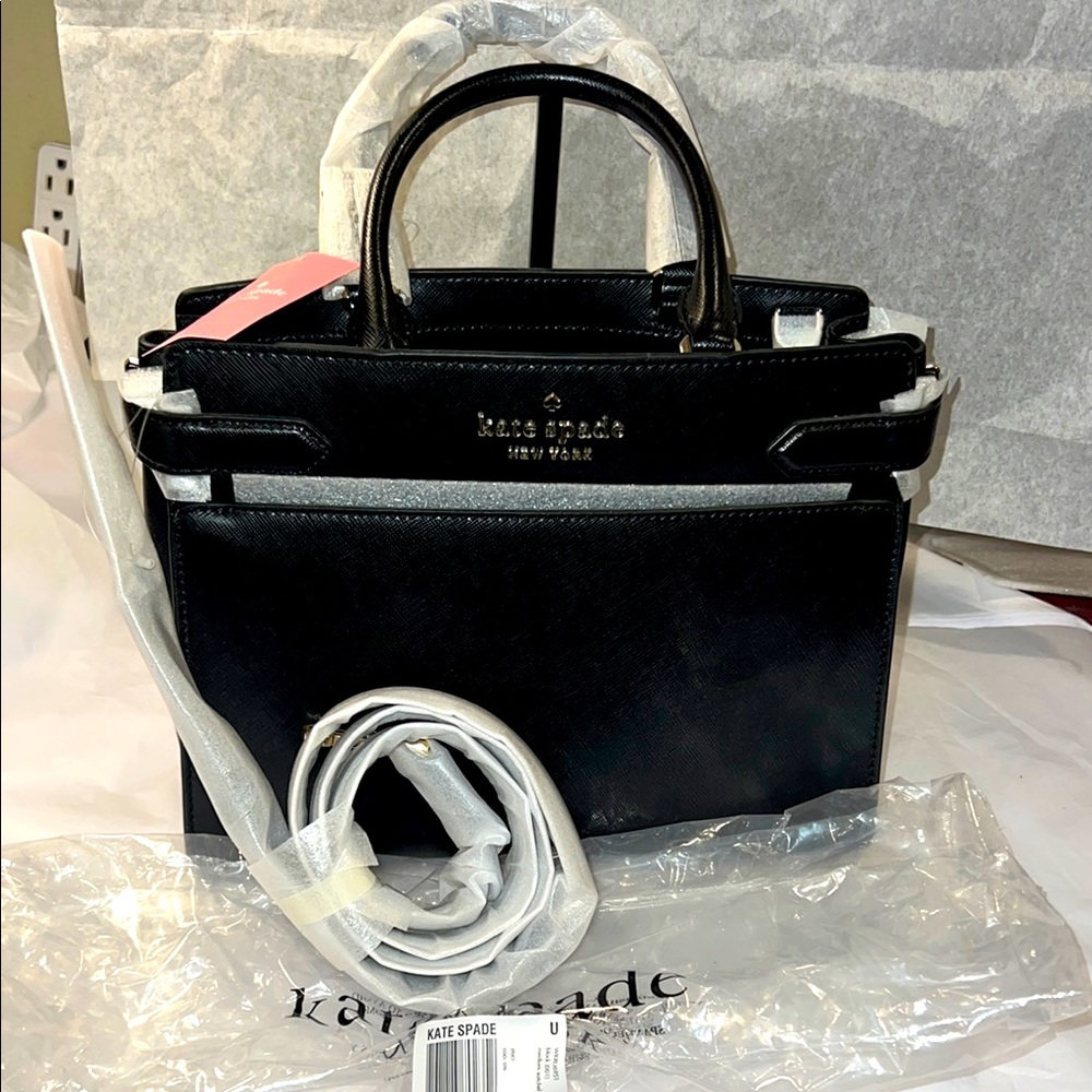 Kate Spade Staci med cross grain satchel black Beautiful
